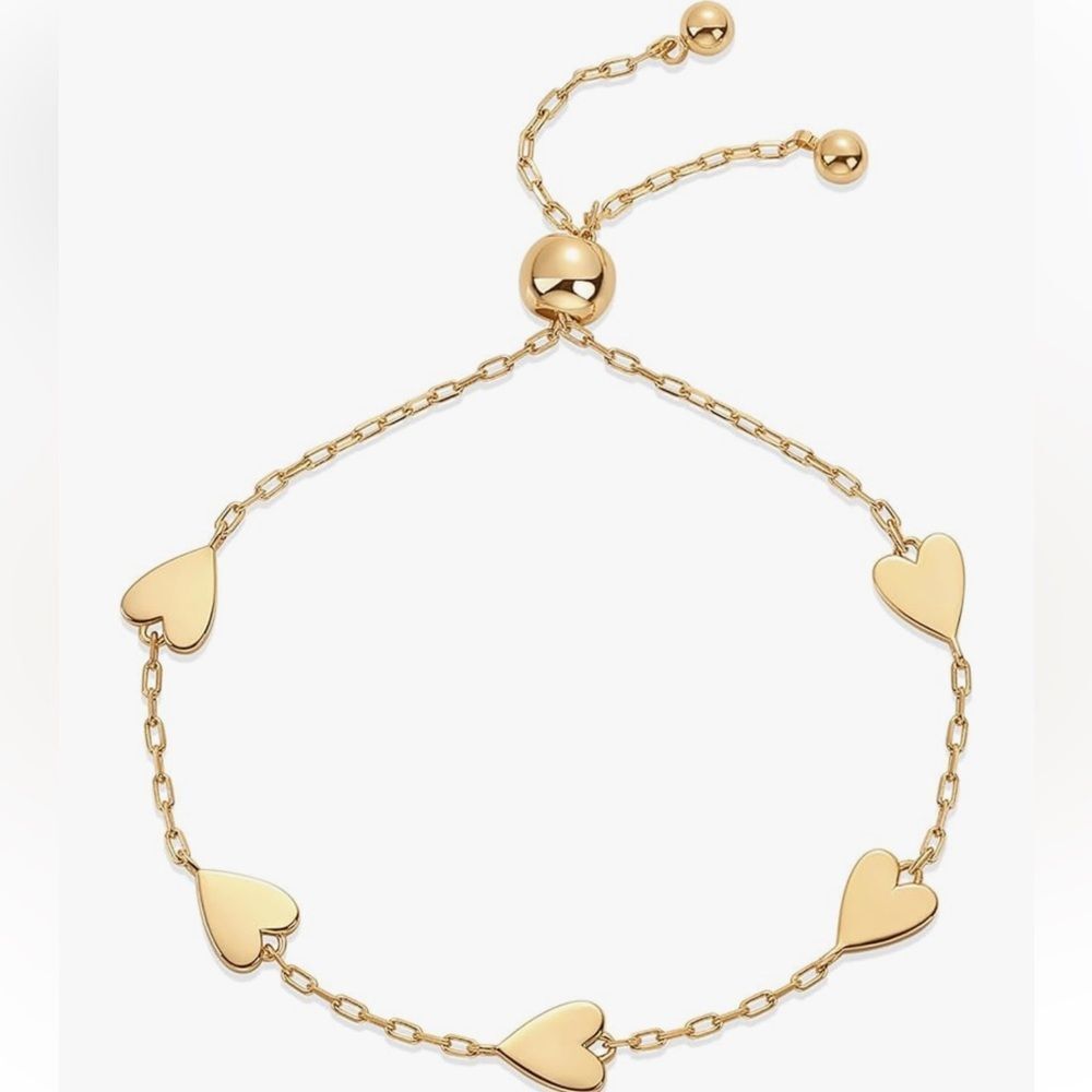 New 18k Gold Plated Gold Heart Charm Bracelet
